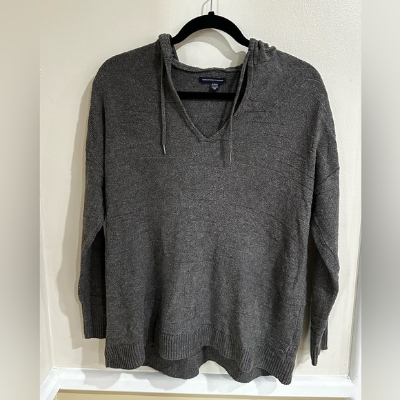 Gray Hooded Women's Sweater - Picture 1 of 4